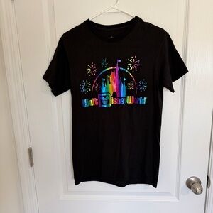 Disney Black Shirt with Rainbow Graphic